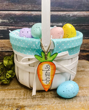 Load image into Gallery viewer, Personalized Easter Carrot Basket Tags, Ships Next Day, Party Gift Favors, Spring Decor, Easter Bunny, Basket Idea, Gifts for Kids
