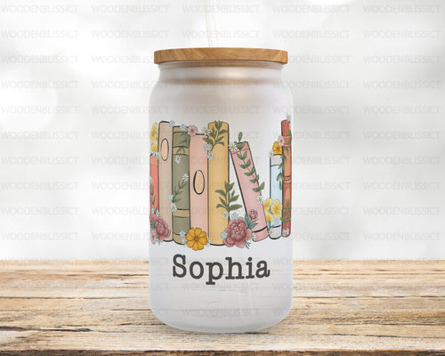 PERSONALIZED Book Lovers Glass Cup, Booktrovert, Bookworm, Iced Coffee Mug, Frosted Glass Tumbler, Mother's Day Gift, Gift For Her