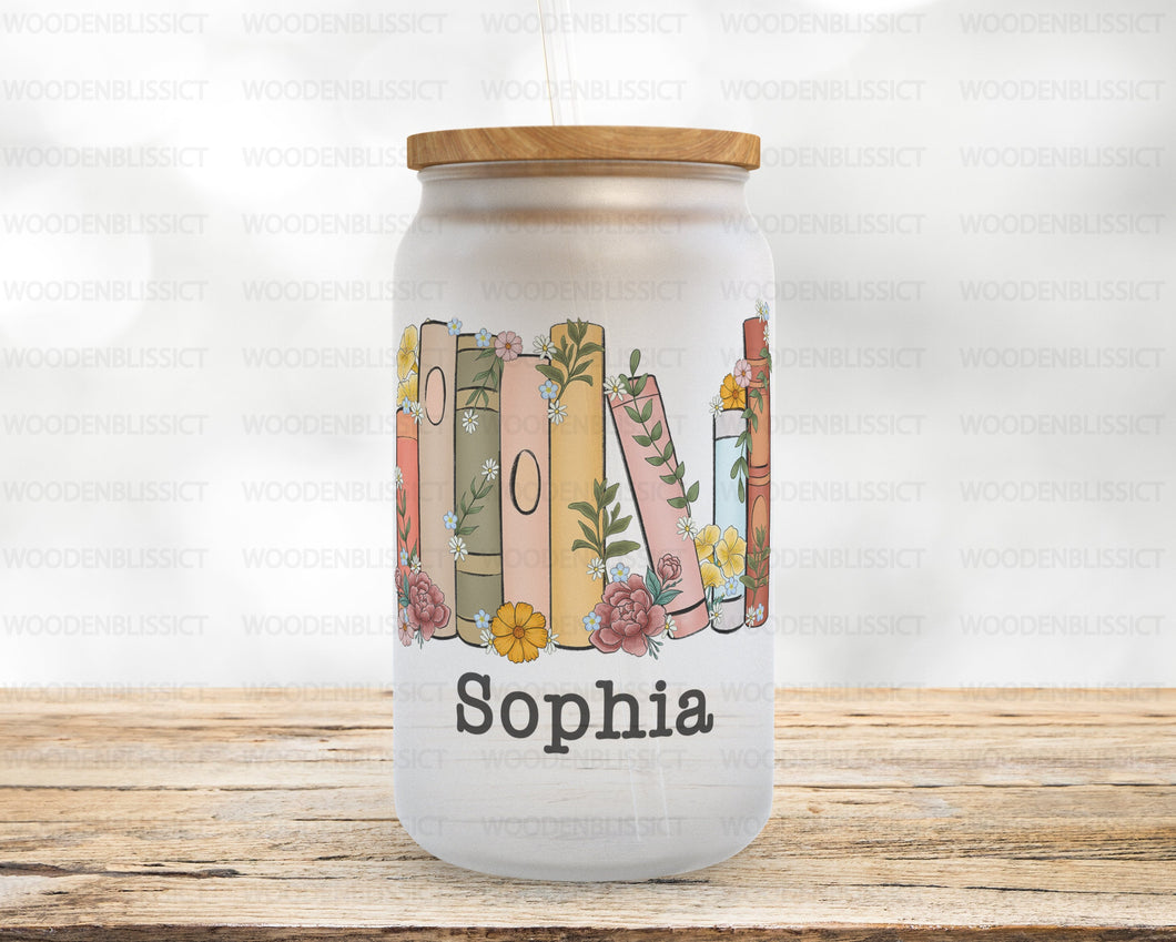 PERSONALIZED Book Lovers Glass Cup, Booktrovert, Bookworm, Iced Coffee Mug, Frosted Glass Tumbler, Mother's Day Gift, Gift For Her