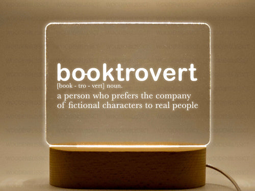 Booktrovert LED Night Light, 7 Color Choices, Bookshelf Decor, Gift for Her, Mother's Day Gift, Book Lover Gifts, Bookaholic, Librarian Gift