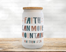 Load image into Gallery viewer, Faith Based Glass Cup, God is Within Her, Bible Scripture, Christian Gift, Iced Coffee Mug, Frosted Glass Tumbler, Birthday, Gift For Her
