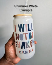 Load image into Gallery viewer, Faith Based Glass Cup, God is Within Her, Bible Scripture, Christian Gift, Iced Coffee Mug, Frosted Glass Tumbler, Birthday, Gift For Her
