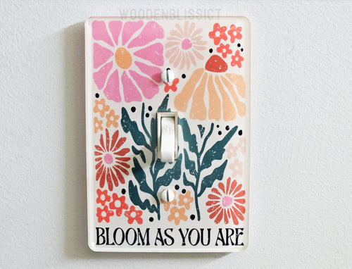 Boho Floral Light Switch Cover, Bathroom Bedroom Decor, House warming, Single Standard or Rocker Switch option, Renter Friendly, Home Decor