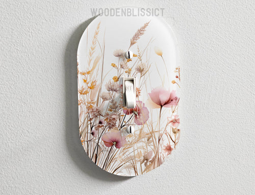 Boho Floral Light Switch Cover, Laser Cut Acrylic, Home Decor, Single Standard or Rocker Switch option, Minimalist Decor, Neutral Colors