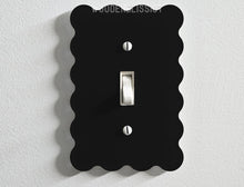 Load image into Gallery viewer, Glossy Black Light Switch Cover, Wavy, Laser Cut Acrylic, Home Decor, Single Standard or Rocker Switch, Cute Switch Cover, Multiple Shapes
