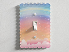Load image into Gallery viewer, Dreamy Rainbow Cloud Light Switch Cover, Laser Cut Acrylic, Home Decor, Single Standard or Rocker Switch, Cute Switch Cover, Kids Room Decor
