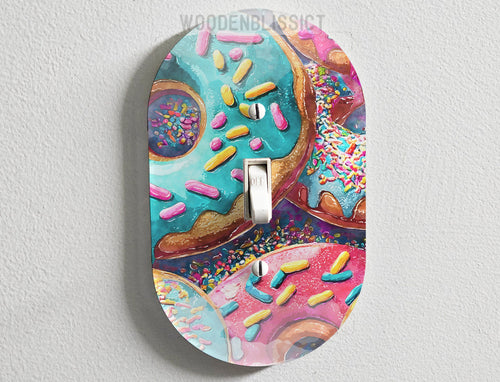 Light Switch Cover, Watercolor Donut Splashes, Laser Cut Acrylic, Home Decor, Single Standard or Rocker Switch, Bakery Decor, Kitchen Decor