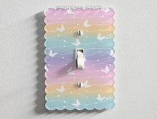 Load image into Gallery viewer, Dreamy Rainbow Butterflies Light Switch Cover, Laser Cut Acrylic, Home Decor, Standard or Rocker Switch, Cute Switch Cover, Kids Room Decor
