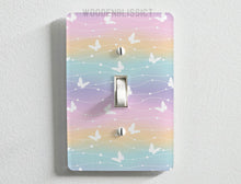 Load image into Gallery viewer, Dreamy Rainbow Butterflies Light Switch Cover, Laser Cut Acrylic, Home Decor, Standard or Rocker Switch, Cute Switch Cover, Kids Room Decor
