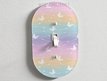 Load image into Gallery viewer, Dreamy Rainbow Butterflies Light Switch Cover, Laser Cut Acrylic, Home Decor, Standard or Rocker Switch, Cute Switch Cover, Kids Room Decor

