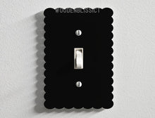 Load image into Gallery viewer, Glossy Black Light Switch Cover, Wavy, Laser Cut Acrylic, Home Decor, Single Standard or Rocker Switch, Cute Switch Cover, Multiple Shapes
