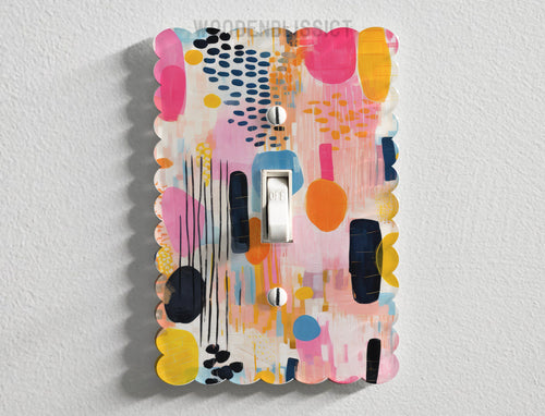 Light Switch Cover, Abstract Modern Floral, Housewarming Gift, Modern Decor, Standard or Rocker Switch option, Renter Friendly, Outlet Cover