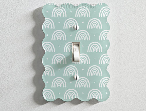 Light Switch Cover, Seafoam Rainbow Wavy Kids Room Decor Gift, Modern Decor, Standard or Rocker Switch option, Renter Friendly, Outlet Cover