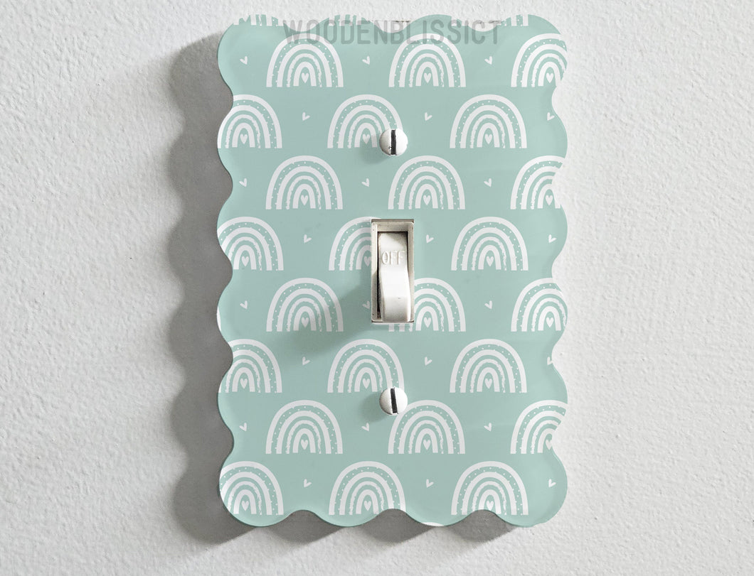 Light Switch Cover, Seafoam Rainbow Wavy Kids Room Decor Gift, Modern Decor, Standard or Rocker Switch option, Renter Friendly, Outlet Cover