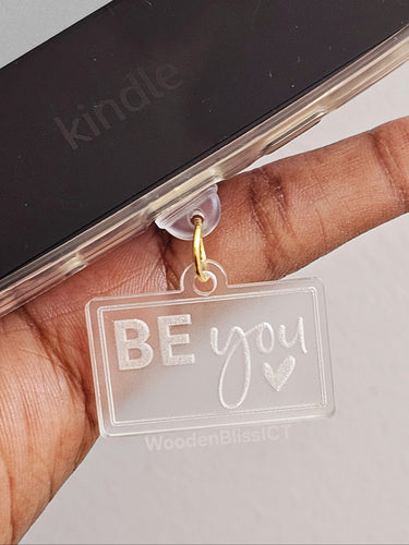 Kindle Charm, USB-C Dust Plug Charm, Badge Reel Charm, Be You, Affirmation, Motivational, Phone Charm, Bookish Accessories, Book Lovers Gift