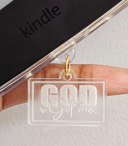 Kindle Charm, USB-C Dust Plug Charm, Badge Reel Charm, Gods Got Me, Faith, Affirmation, Motivational, Phone Charm, Christian Gifts, WWJD