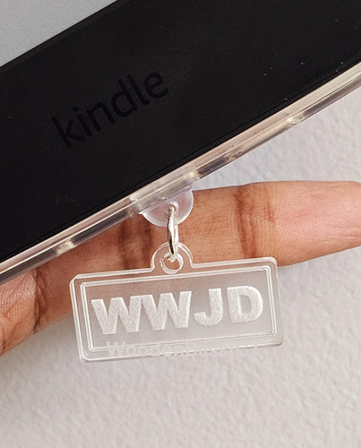 Kindle Charm, USB-C Dust Plug Charm, Badge Reel Charm, WWJD, Faith, Affirmation, Motivational, Christian Gifts, What Would Jesus Do, Love