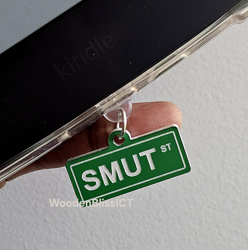 Kindle Charm, USB-C Dust Plug Charm, Badge Reel Charm, Smut Street Name Charm, Book Lover, Gift for Her, Adult Gag Gift, Cute Phone Charm