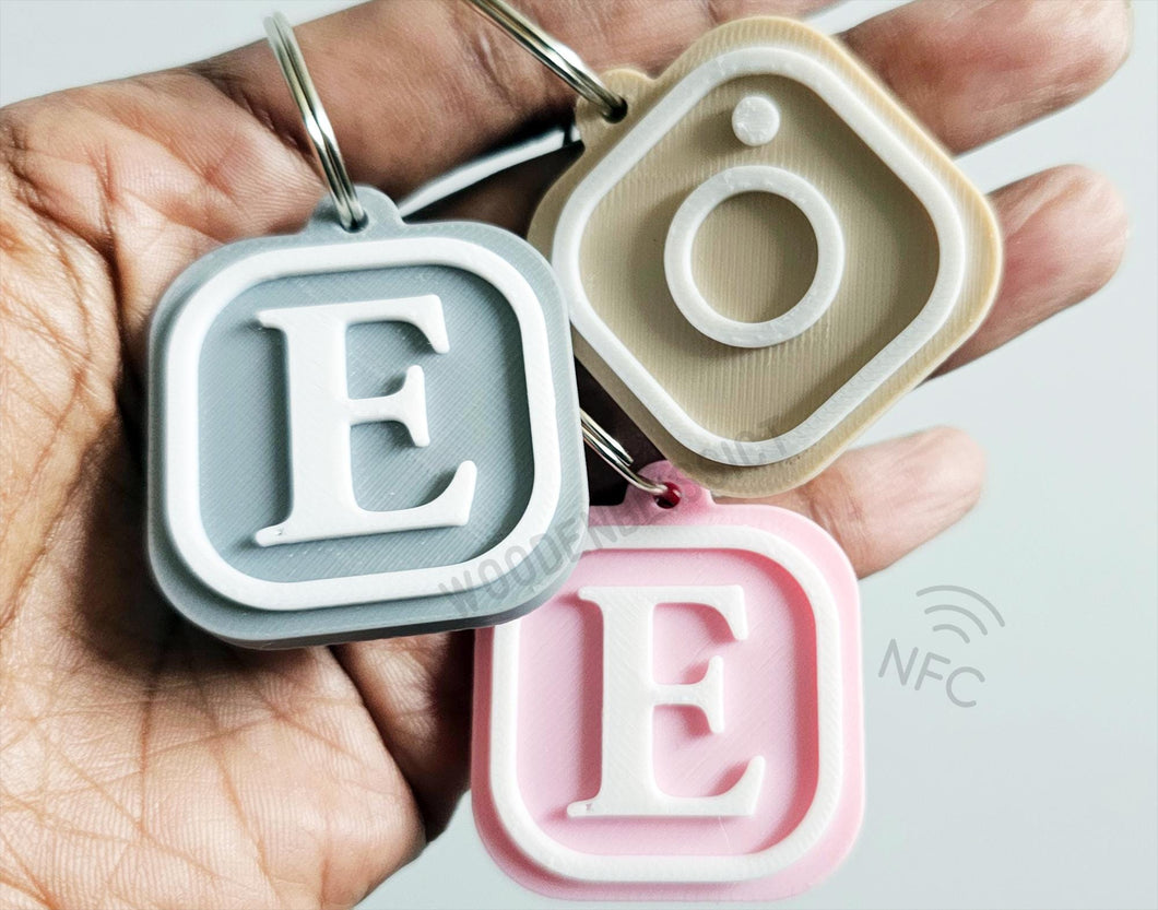 Smart NFC Logo Keychain, Scannable Social Media Digital Business Card, Small Business Keychain, Iphone, Android, Minimalist, Instagram, Etsy