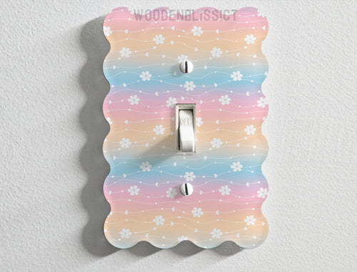 Light Switch Cover Plate, Cute Daisy Floral Rainbow, Gender Neutral Decor, First Home Decor, Switch Plate Cover, Handmade in USA