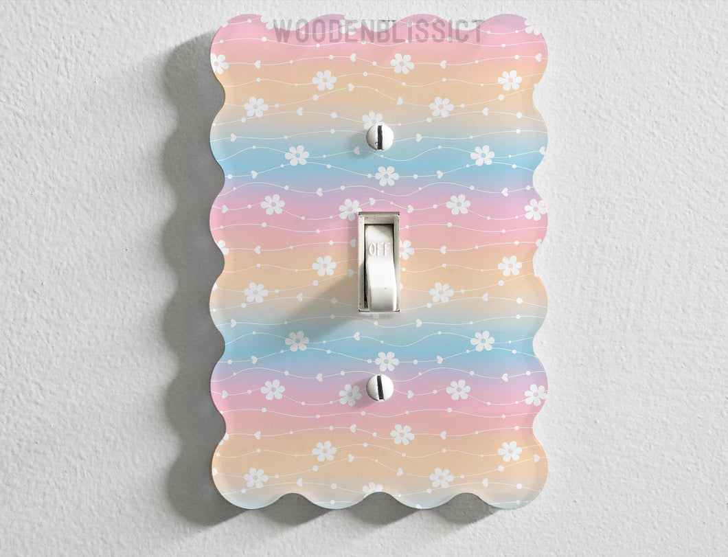 Light Switch Cover Plate, Cute Daisy Floral Rainbow, Gender Neutral Decor, First Home Decor, Switch Plate Cover, Handmade in USA