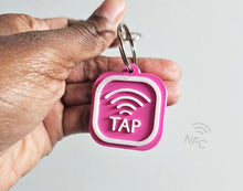 Load image into Gallery viewer, Smart NFC Logo Keychain, Scannable Social Media Digital Business Card, Small Business Keychain, Iphone, Android, Minimalist, Instagram, Etsy
