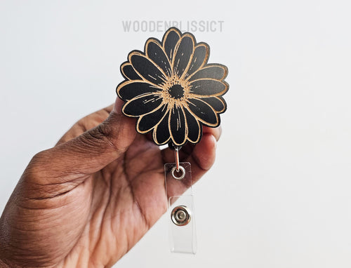 Wooden Badge Reel, Wooden Floral Badge Reel, Nurse Teacher Retractable Badge Reel, Badge Buddies ID Reel, Nurses Appreciation Gift