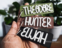 Load image into Gallery viewer, 003 Children Names Bag Tags, 3D Printed Personalized School Backpack Tag, Lunch Box Name Tag, Backpack Keychain, Name Tag for Sports Bag
