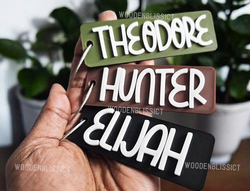 003 Children Names Bag Tags, 3D Printed Personalized School Backpack Tag, Lunch Box Name Tag, Backpack Keychain, Name Tag for Sports Bag