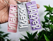 Load image into Gallery viewer, 001 Custom Bag Tags, 3D Printed Personalized School Backpack Tag, Gift for Kids, Lunch Box Name Tag, Backpack Keychain, Diaper Bag Name Tag
