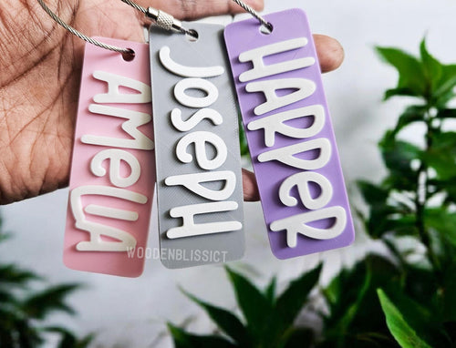 001 Custom Bag Tags, 3D Printed Personalized School Backpack Tag, Gift for Kids, Lunch Box Name Tag, Backpack Keychain, Diaper Bag Name Tag
