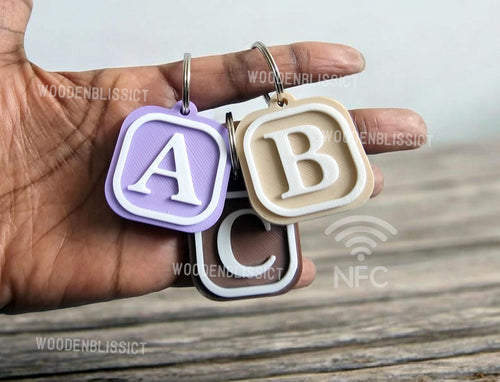 Alphabet Smart NFC Logo Keychain Personalized, Scannable Social Media Digital Business Card, Small Business, Tap and Pay, Pick your Initial