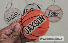 Load and play video in Gallery viewer, Personalized Sport Name Bag Tags, 3&quot; Acrylic Backpack Keychain, Party Gift Favors, Volleyball, Basketball, Soccer Lovers, Softball, Baseball Players
