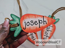Load and play video in Gallery viewer, Personalized Easter Carrot Basket Tags, Ships Next Day, Party Gift Favors, Spring Decor, Easter Bunny, Basket Idea, Gifts for Kids
