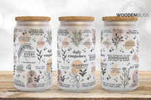 Load image into Gallery viewer, Daily Affirmation Non-Vulgar Edition Glass Cup, Iced Coffee Glass Can, Frosted Glass Tumbler, Mental Health, Gift For Her, Christmas Gift
