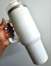 Load image into Gallery viewer, 40oz SUBLIMATION READY Tumblers, Removable Handle, Lid + Straw Included, White Shimmer and Non-Shimmer, WaterTok, Gift for Her, DESTASHING
