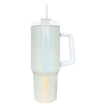 Load image into Gallery viewer, 40oz SUBLIMATION READY Tumblers, Removable Handle, Lid + Straw Included, White Shimmer and Non-Shimmer, WaterTok, Gift for Her, DESTASHING
