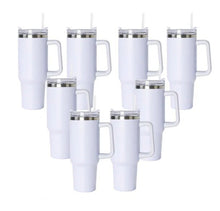 Load image into Gallery viewer, 40oz SUBLIMATION READY Tumblers, Removable Handle, Lid + Straw Included, White Shimmer and Non-Shimmer, WaterTok, Gift for Her, DESTASHING
